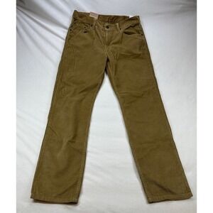 Mens Khaki Corduroy Pants‎ Brown Straight Leg Casual Trousers Size 29x30